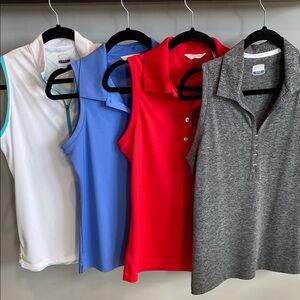 Women's Sleeveless Polo Tops - Red, Blue, Gray, White